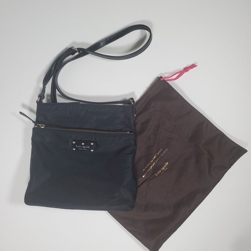 Kate Spade Women’s Medium Crossbody Bag Black Nylon Gold Hardware Lightweight